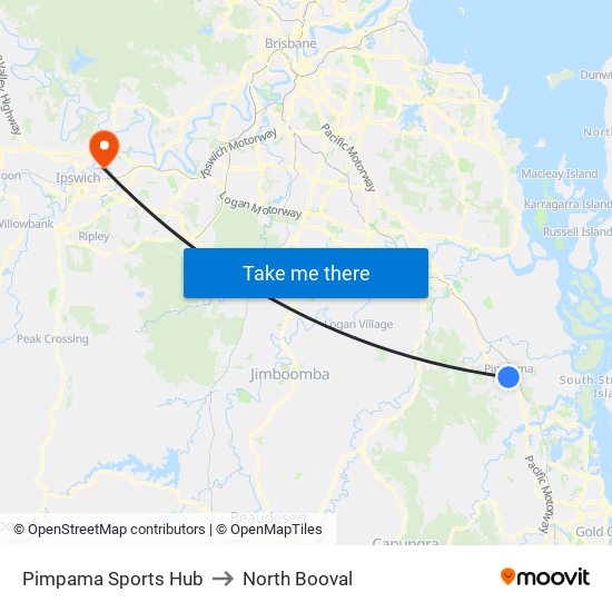 Pimpama Sports Hub to North Booval map