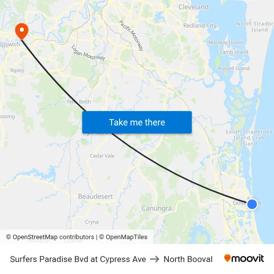 Surfers Paradise Bvd at Cypress Ave to North Booval map