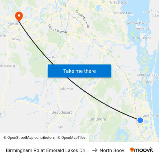 Birmingham Rd at Emerald Lakes Drive to North Booval map