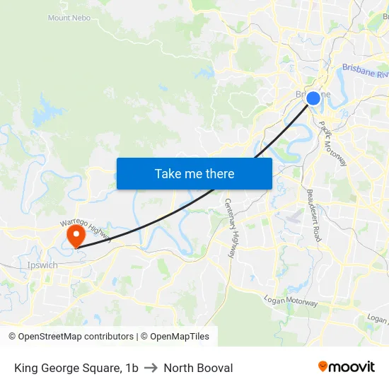 King George Square, 1b to North Booval map