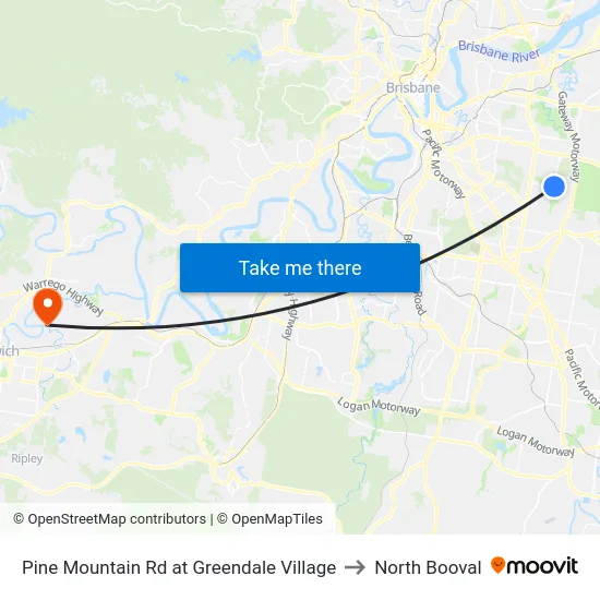 Pine Mountain Rd at Greendale Village to North Booval map