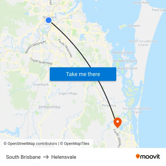 South Brisbane to Helensvale map