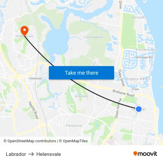 Labrador to Helensvale map