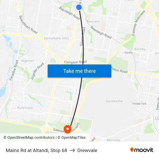 Mains Rd at Altandi, Stop 68 to Drewvale map