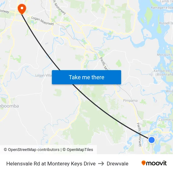 Helensvale Rd at Monterey Keys Drive to Drewvale map