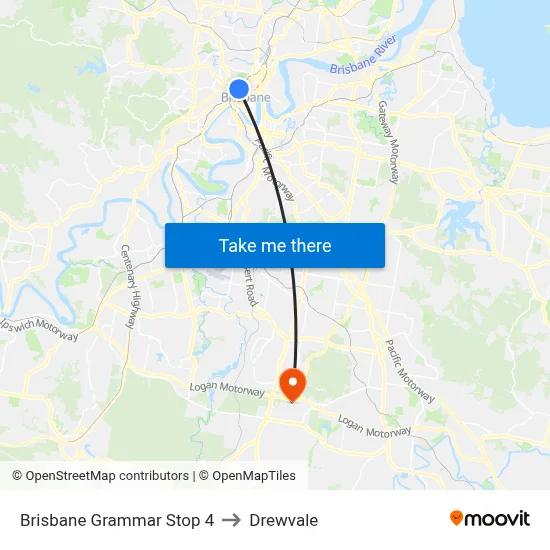 Brisbane Grammar Stop 4 to Drewvale map