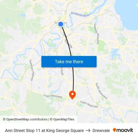 Ann Street Stop 11 at King George Square to Drewvale map