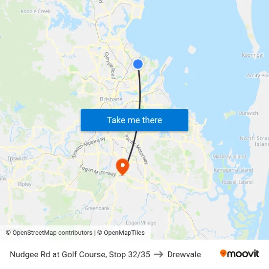 Nudgee Rd at Golf Course, Stop 32/35 to Drewvale map