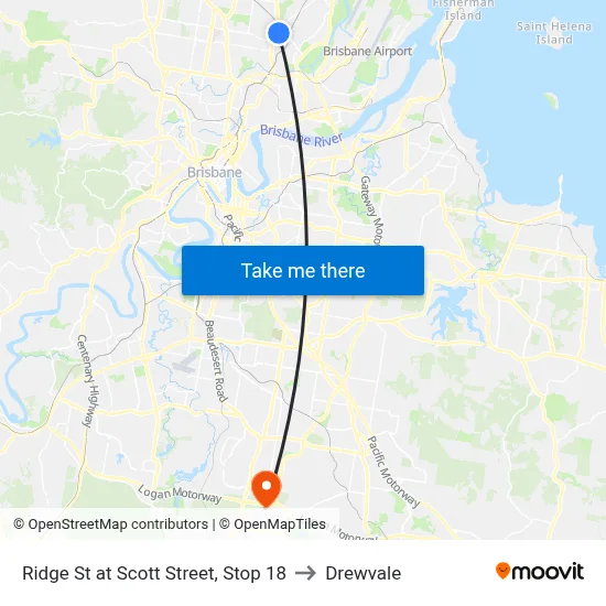 Ridge St at Scott Street, Stop 18 to Drewvale map