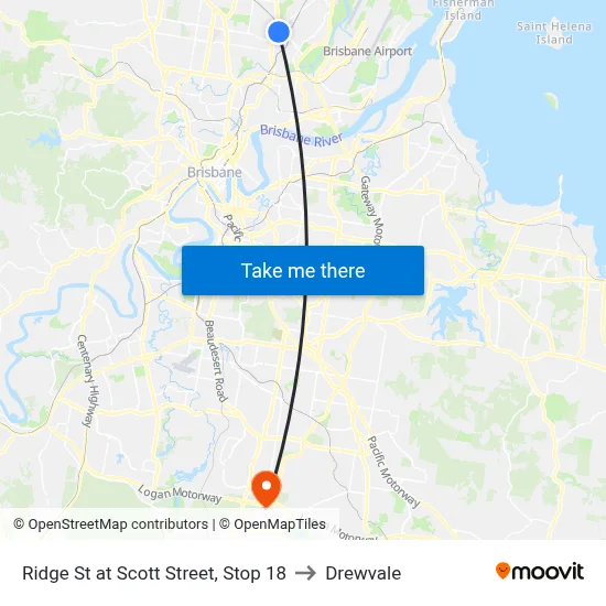 Ridge St at Scott Street, Stop 18 to Drewvale map