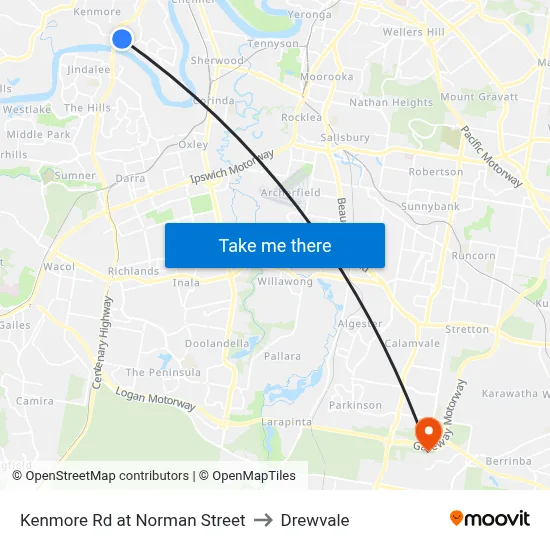 Kenmore Rd at Norman Street to Drewvale map