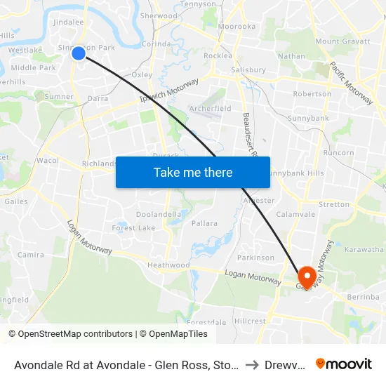 Avondale Rd at Avondale - Glen Ross, Stop 61 to Drewvale map