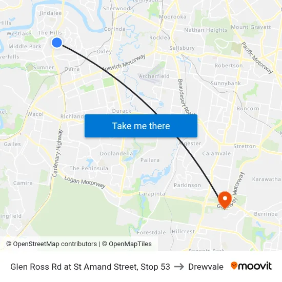 Glen Ross Rd at St Amand Street, Stop 53 to Drewvale map