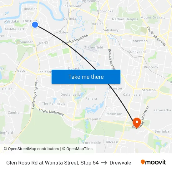 Glen Ross Rd at Wanata Street, Stop 54 to Drewvale map
