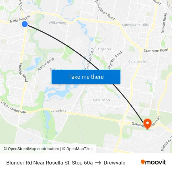 Blunder Rd Near Rosella St, Stop 60a to Drewvale map