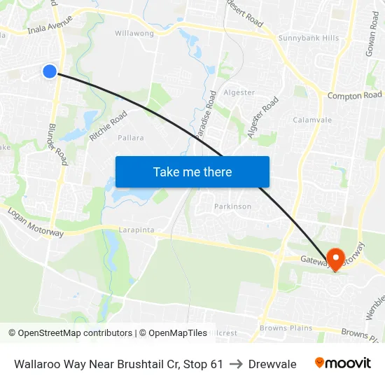 Wallaroo Way Near Brushtail Cr, Stop 61 to Drewvale map