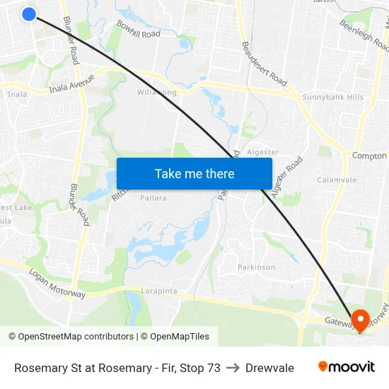 Rosemary St at Rosemary - Fir, Stop 73 to Drewvale map