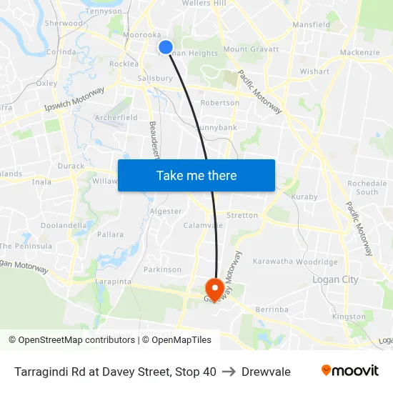 Tarragindi Rd at Davey Street, Stop 40 to Drewvale map