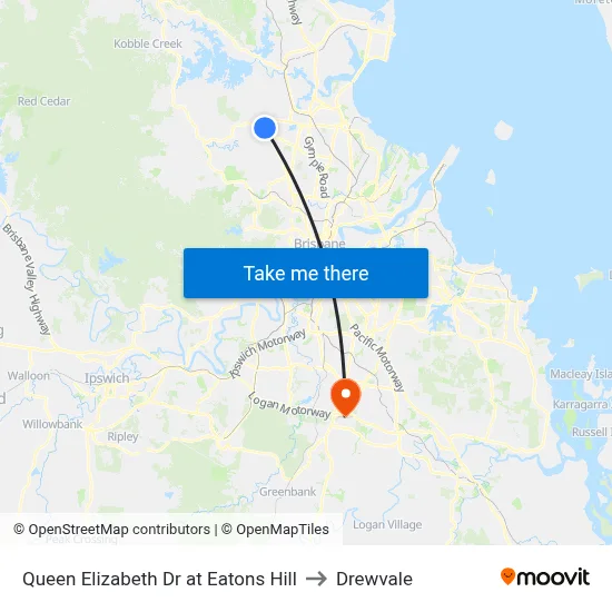 Queen Elizabeth Dr at Eatons Hill to Drewvale map