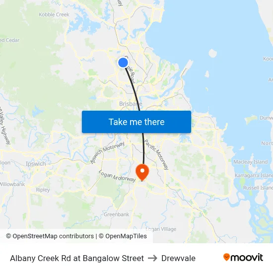 Albany Creek Rd at Bangalow Street to Drewvale map
