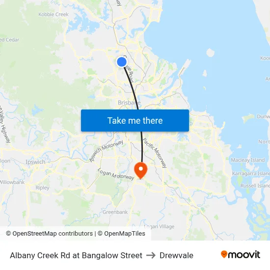 Albany Creek Rd at Bangalow Street to Drewvale map