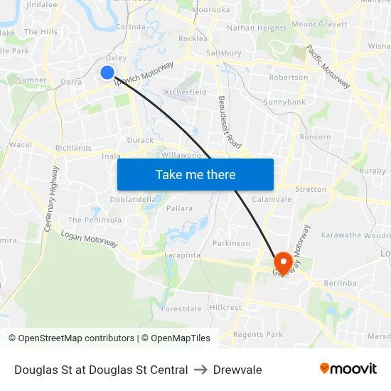 Douglas St at Douglas St Central to Drewvale map