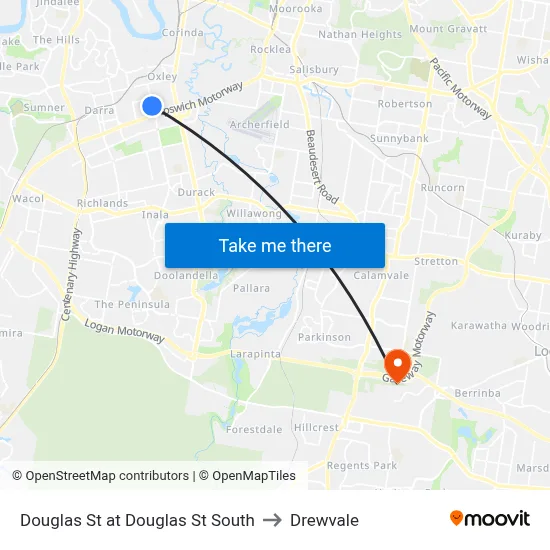 Douglas St at Douglas St South to Drewvale map