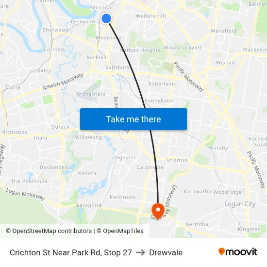 Crichton St Near Park Rd, Stop 27 to Drewvale map