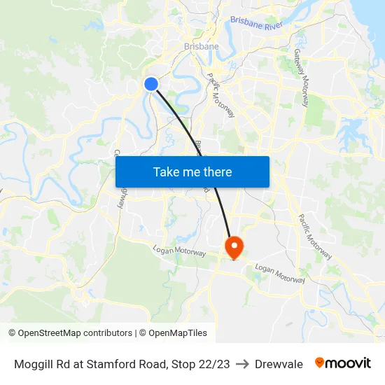 Moggill Rd at Stamford Road, Stop 22/23 to Drewvale map