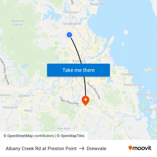 Albany Creek Rd at Preston Point to Drewvale map