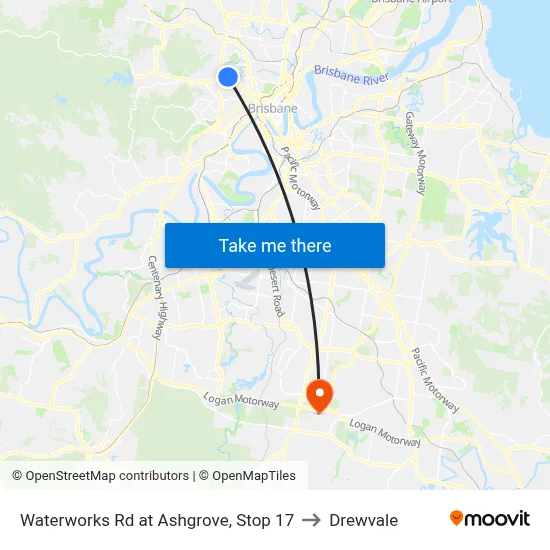 Waterworks Rd at Ashgrove, Stop 17 to Drewvale map