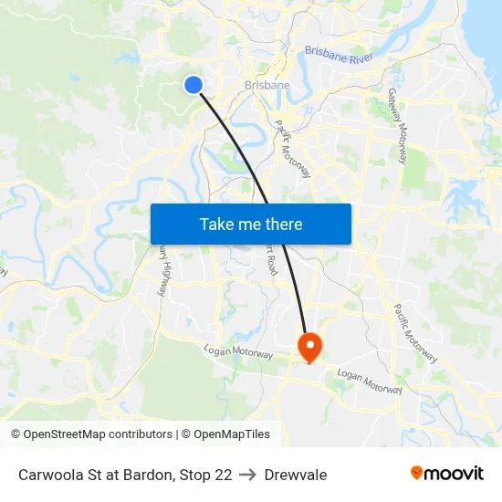 Carwoola St at Bardon, Stop 22 to Drewvale map