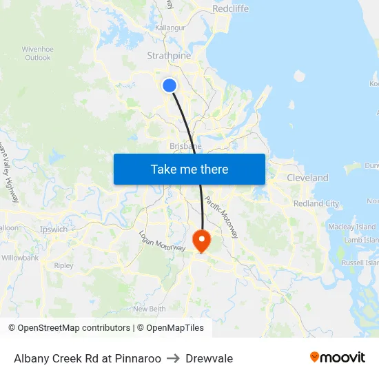 Albany Creek Rd at Pinnaroo to Drewvale map