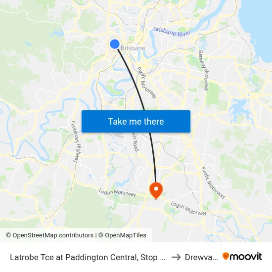Latrobe Tce at Paddington Central, Stop 10 to Drewvale map