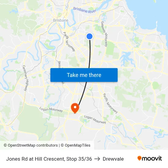 Jones Rd at Hill Crescent, Stop 35/36 to Drewvale map