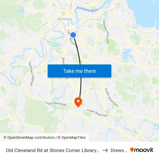 Old Cleveland Rd at Stones Corner Library, Stop 17 to Drewvale map