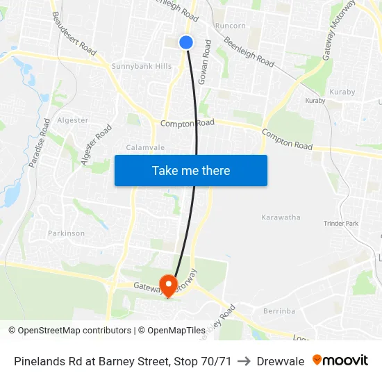 Pinelands Rd at Barney Street, Stop 70/71 to Drewvale map