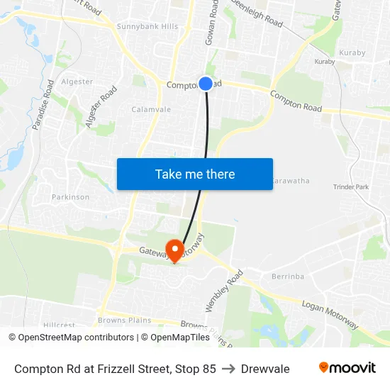 Compton Rd at Frizzell Street, Stop 85 to Drewvale map