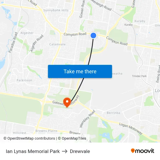 Ian Lynas Memorial Park to Drewvale map