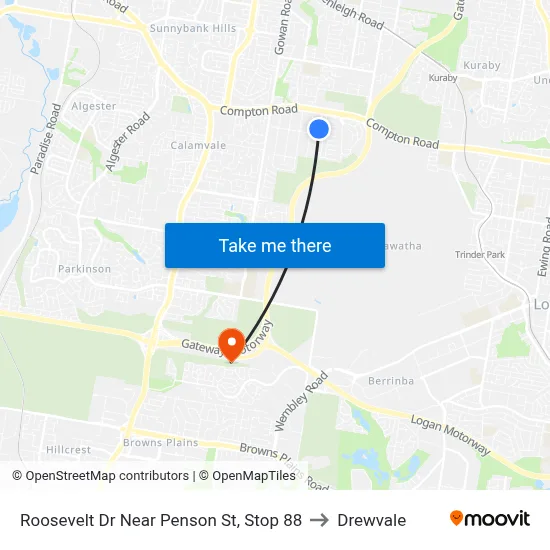 Roosevelt Dr Near Penson St, Stop 88 to Drewvale map