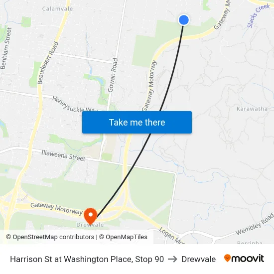 Harrison St at Washington Place, Stop 90 to Drewvale map