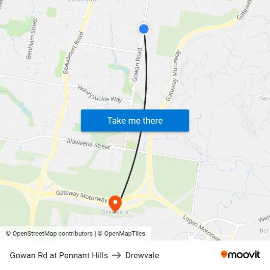 Gowan Rd at Pennant Hills to Drewvale map