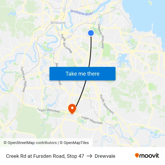 Creek Rd at Fursden Road, Stop 47 to Drewvale map