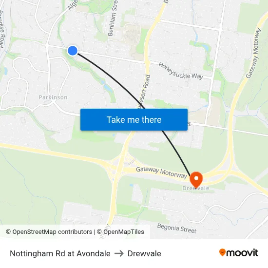 Nottingham Rd at Avondale to Drewvale map