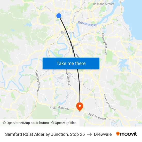 Samford Rd at Alderley Junction, Stop 26 to Drewvale map
