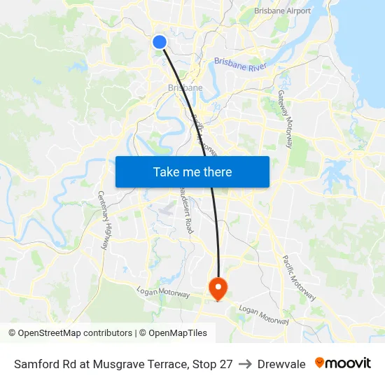 Samford Rd at Musgrave Terrace, Stop 27 to Drewvale map