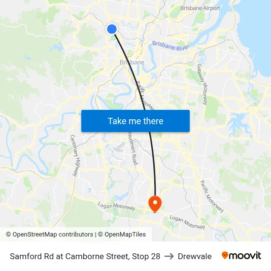 Samford Rd at Camborne Street, Stop 28 to Drewvale map