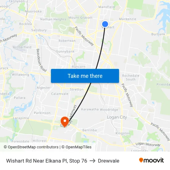 Wishart Rd Near Elkana Pl, Stop 76 to Drewvale map