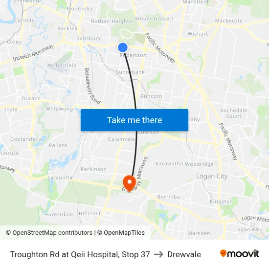 Troughton Rd at Qeii Hospital, Stop 37 to Drewvale map