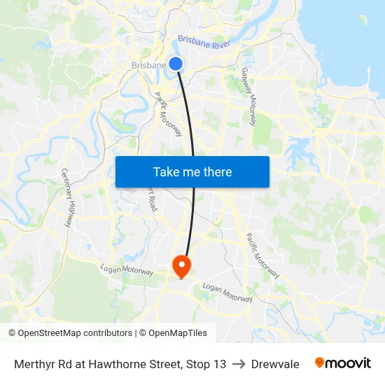 Merthyr Rd at Hawthorne Street, Stop 13 to Drewvale map